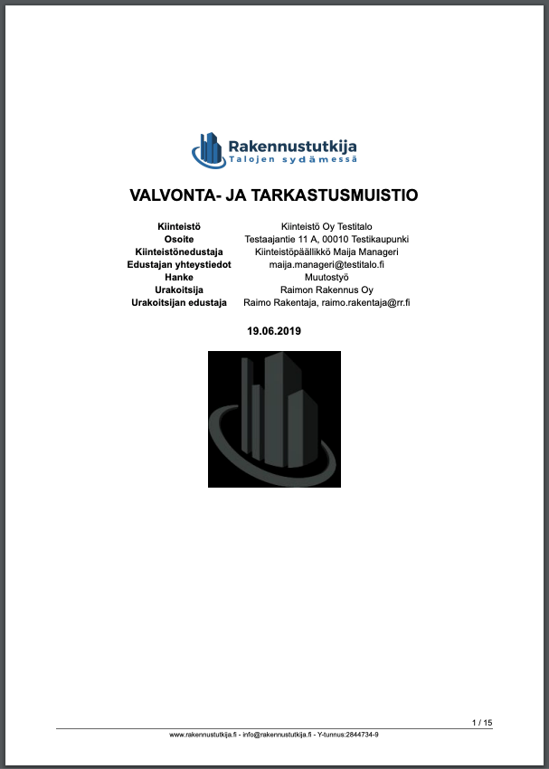 Valvontapöytäkirja (malliraportti)