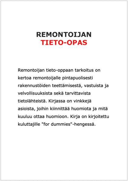 Remontoijan tieto-opas – Avain onnistuneeseen remonttiin